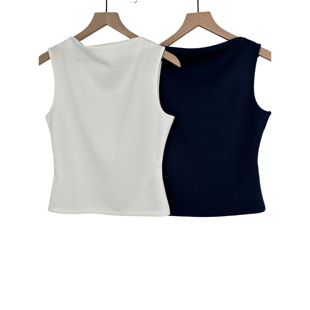 Banana Republic Tank Top Lot 2 Womens Small White Navy Boatneck Sleeveless NWT